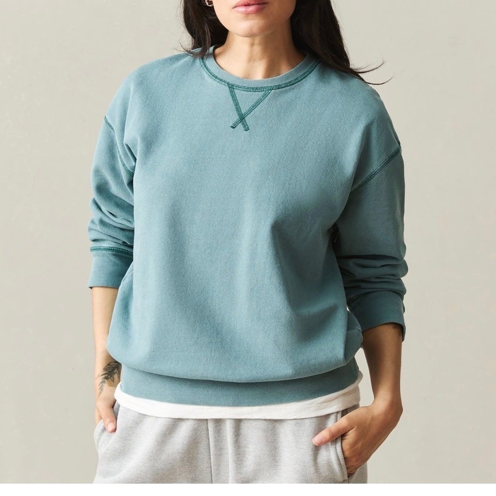 American Giant Womens Teal Relaxed French Terry Crewneck Sweatshirt XS NWOT